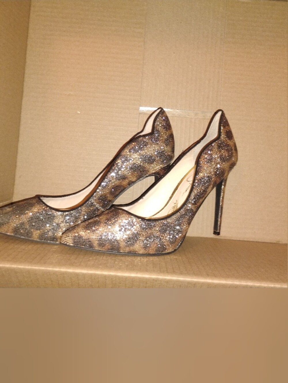Jessca Simpson bedazzled cheetah print heels